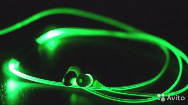 Светящиеся наушники Glow с EL свечением (зеленые)  заказать в интернет-магазине.